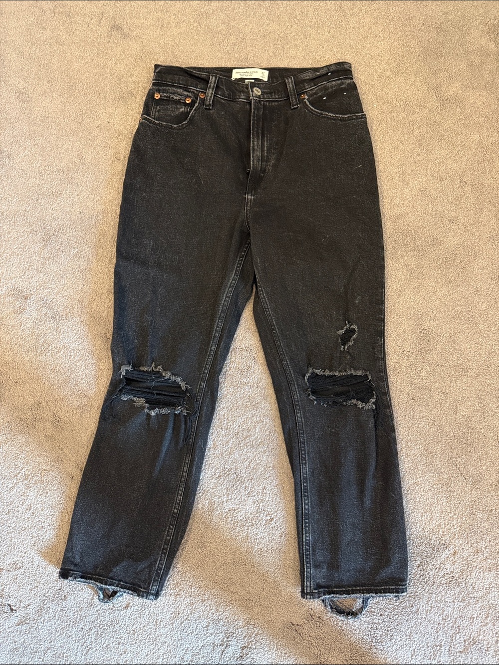 Abercrombie & Fitch Black High-Rise Distressed Women's Jeans